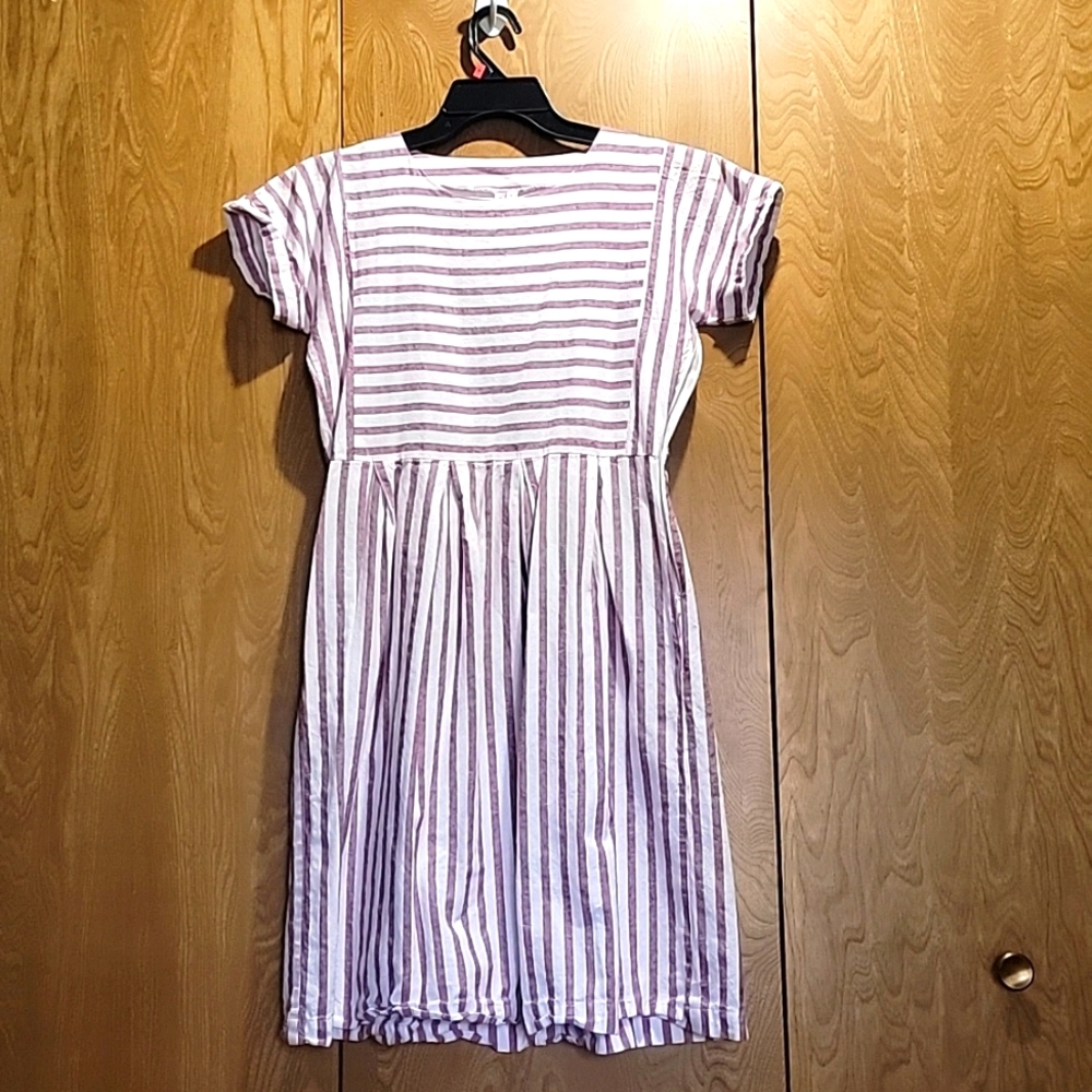 Stripped burgundy and white Dress
